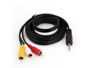 1.8M Length 3.5mm Stereo MIC Jack to 3 RCA Adapter Audio Extension Cable