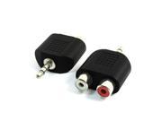 2Pcs Black Stereo Jack Plug to 2 RCA Female Audio Y Type Splitter Adapter