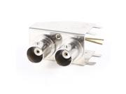 Silver Tone Dual BNC Female Right Angle 2 Pin Soldering PCB Mount Connector