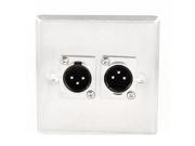 Square Metal Wall Panel Plate Double XLR 3 Pin Plug Speaker Audio Connector
