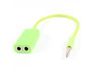 3.5mm Male to Dual Female Y Splitter Microphone Speaker Cable Green 18cm