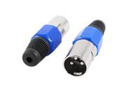 2 Pcs XLR Male Plug 3Pin Mic Microphone Audio Cable Connector Blue Silver Tone