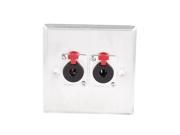 Square Metal Wall Panel Plate Double 6.35mm 1 4 Female Audio Lock Sockets