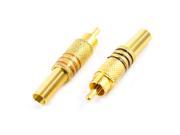 2pcs Gold Tone Male RCA Plug Audio Connector Adapter Metal Spring