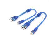 Unique Bargains Car Audio RCA Female to 2 RCA Male Y Splitter Cable Jack Adapter 2pcs Blue