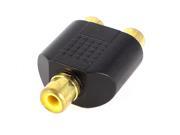 RCA Female to 2 Female F F Gold Plated Y Shape Audio Adapter Connector Black