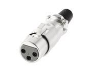 XLR 3 Pin Female Jack Microphone Audio Cable Adapter Connector Black Silver Tone