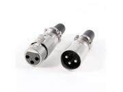 Lock Joint XLR 3 Pin Female Male Plug Audio Cable Connector Adapter