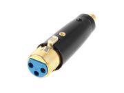 Black Gold Tone XLR 3 Pin Female to RCA Female Adapter Connector