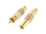2 Pcs Spring End RCA Male Socket Audio Video Adapter Connector Gold Tone
