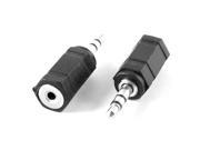 2 Pcs Black 2.5mm Female to 3.5mm Male Plug Coupler Adpater Connector