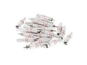 20 Pcs Silver Tone Red Metal RCA Male AV Adapter Spring Connector