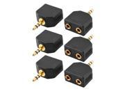 Replacement 3.5mm Stereo Male to Dual Female Audio Plug Adapter 6 Pcs