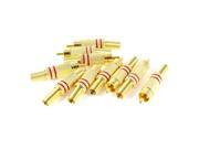 10 Pcs Gold Tone Red Metal Spring RCA Male Plug Audio Connector Adapter