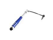 Blue Alloy Extendable Capacitive Touch Stylus Pen 3.5mm Anti Dust Plug
