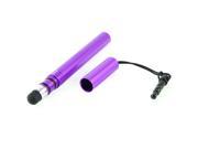 Round Tip Alloy Mobile Phone Stylus Touch Pen Purple w 3.5mm Anti Dust Plug