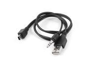 Unique Bargains 48cm Long USB 2.0 3.5mm to Mini 5 PIN Port Cable Cord Black for PC MP4