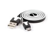 Unique Bargains USB A to Micro 5Pin M M Data Charger White Edge Flat Cable Black 1M Long