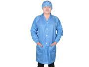 Men Women Blue Point Collar Anti Static Clean Room ESD Overall Gown w Cap XL