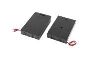 2 Pcs Black Plastic Battery Holder Case Wired w Cover for 6 x AA 9V Batteries