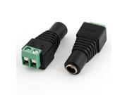 2 Pcs 5.5 x 2.1mm DC Power Female Connector Adapter Black Green for CCTV Camera