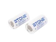 2 Pcs White Parallel Connection AA to C Size Battery Adapter Converter Holder