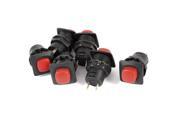 6 Pcs AC 125V 3A 250V 1.5A Off On SPST Momentary Locked Push Button Switch Red