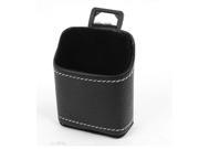 Car Black Faux Leather Phone Pocket Pouch Bag Holder w Suction Cup