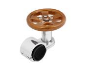 Wooden Color Silver Tone Steering Wheel Aid Knob Round Spinner Handle for Car