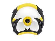 12 Dia Yellow Black Faux Leather Wrapped Racing Steering Wheel for Auto Car