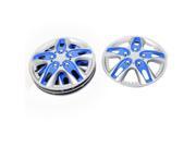 4PCS 14 Dia 10 Spoke Silver Tone Blue Plastic Wheel Hub Cap Cover for Car