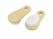 Pair Beige Wooden Handle Carpet Seat Chair Brush Cleaning Tool for Auto