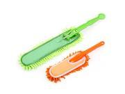 2 Pcs Orange Green Chenille Microfibe Car Wax Wash Flexible Duster Dust Brush
