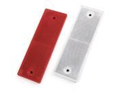 Auto Car 6 Long Red Silver Tone Plastic Reflector Sticker Sign Decal 2 Pcs