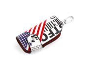 Faux Leather USA Flag Pattern Lobster Hook Car Auto Key Purse Wallet White