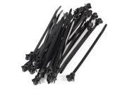 30 Pcs Black Nylon Toothed Auto Fixing Base Push Mount Cable Zip Tie 142mm Long