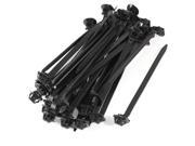 157mm x 7mm Black Nylon Oval Design Auto Push Mount Cable Zip Tie 40 Pcs