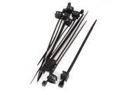 10 Pcs 142mm x 6.4mm Black Nylon Auto Car Push Mount Wire Cable Tie