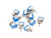 10 Pcs AC 3A 250V 6A 125V 3 Pin SPDT ON ON 2 Way Latching Toggle Switch Blue