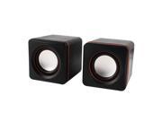 Black Volume Control 2.0 Channel USB Mini Cube Speaker Stereo Sound Box Pair