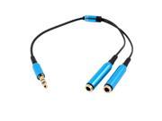 9.6 Long 3.5mm Male Plug to 2 Female Blue Black Audio Splitter Cable Adapter