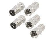 5 Pcs F Type Male to 9.5mm TV PAL Female RF Antenna CATV FM Coaxial Adapter