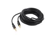 Black 3.5mm Stereo Audio Jack Male to Male Extension Cable Adapter Lead 5M