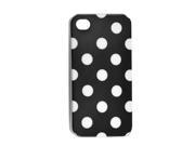 Black Soft Plastic White Circle Pattern Back Case Shell for iPhone 4G 4GS