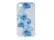 Blue Flower White Soft Plastic Case for Apple iPhone 4