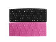 2 Pcs Black Fuchsia Silicone Keyboard Skin Film Cover for Asus 14 Notebook
