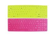 2 Pcs Green Fuchsia Silicone Keyboard Skin Film Cover for Asus 15 PC Laptop
