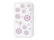 Fuchsia White Floral Silicone Shell Guard for iPod Touch 4G