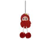 3.7 Height Charm Strap Red Soft Cute Doll With Hat for Cell Phone Mp3