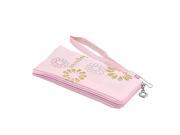 Pink Flower Pattern zippered Nylon Bag for Mobile Phone